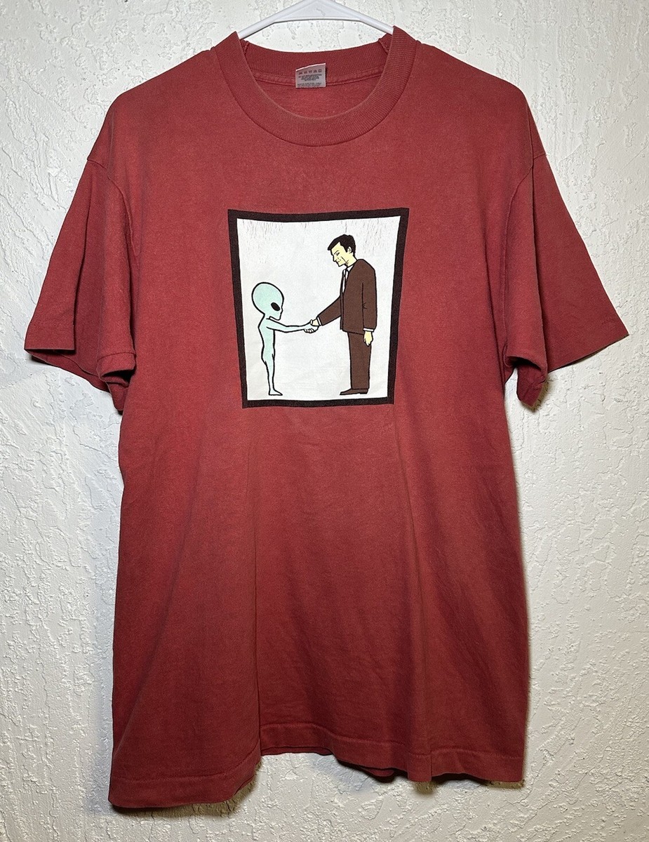 Vintage 90s Helmet Band Original Alien Handshake Rare T-shirt