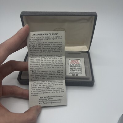 Vintage 1932 Original Replica An American Classic Zippo Lighter
