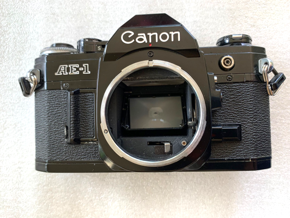 Canon AE-1 Black 35mm SLR Film Camera Body Only-Tested and working