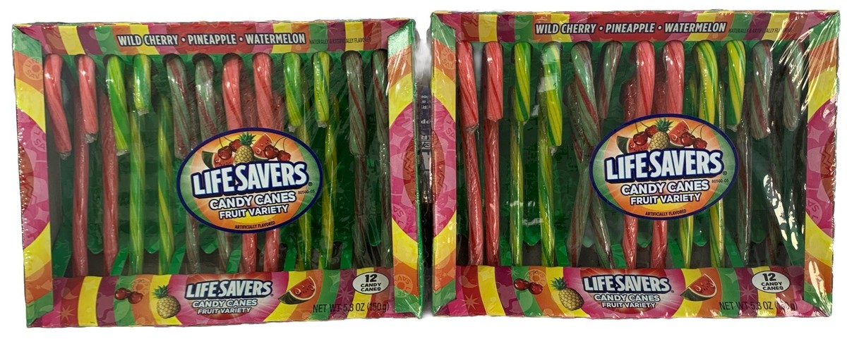 2 -12 Count Life Saver Candy Canes(Wild Cherry-Pineapple