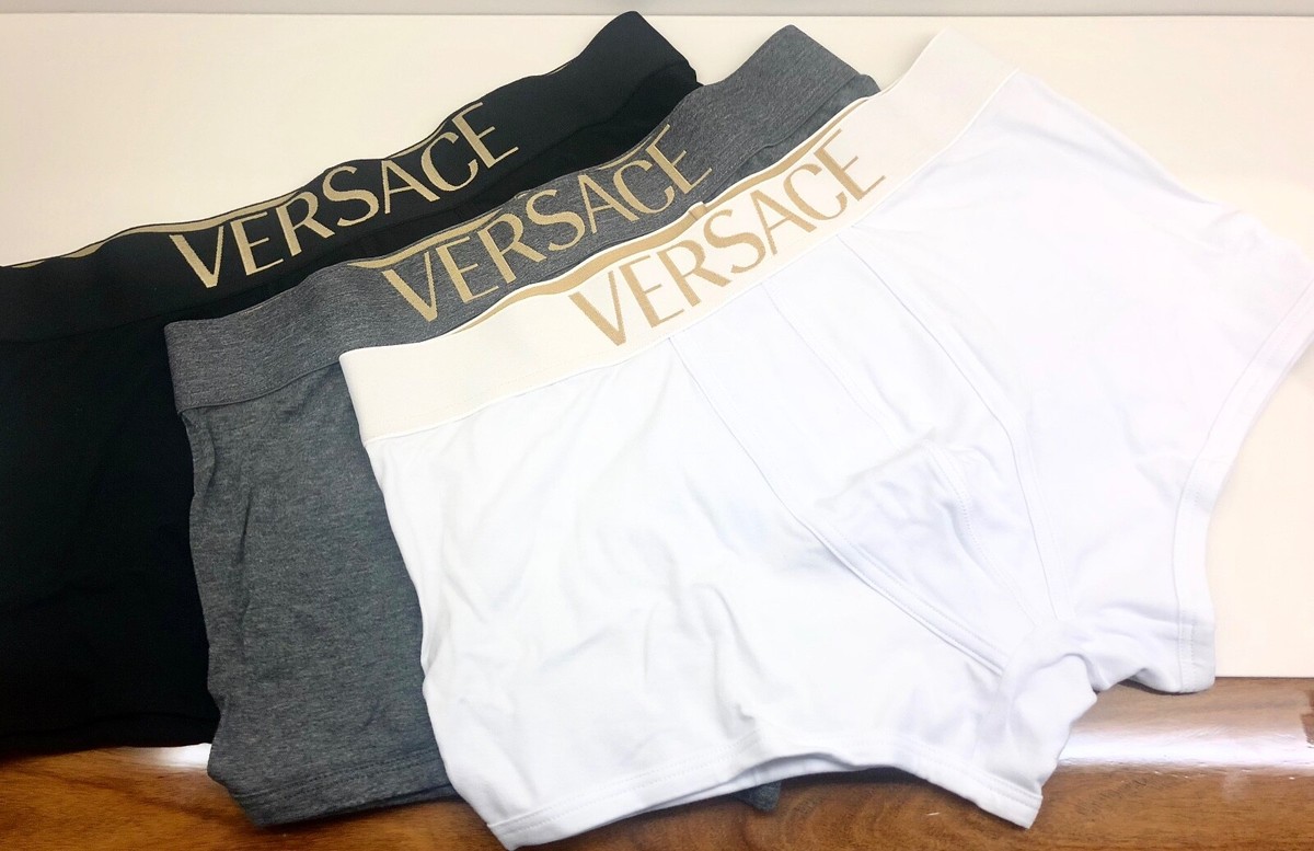 Versace Low-Rise Boxer Trunks, 3-Pack Black/White/Grey size 7/XL