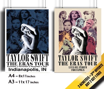 Taylor Swift Eras Tour Poster Toronto Indianapolis New Orleans L.A