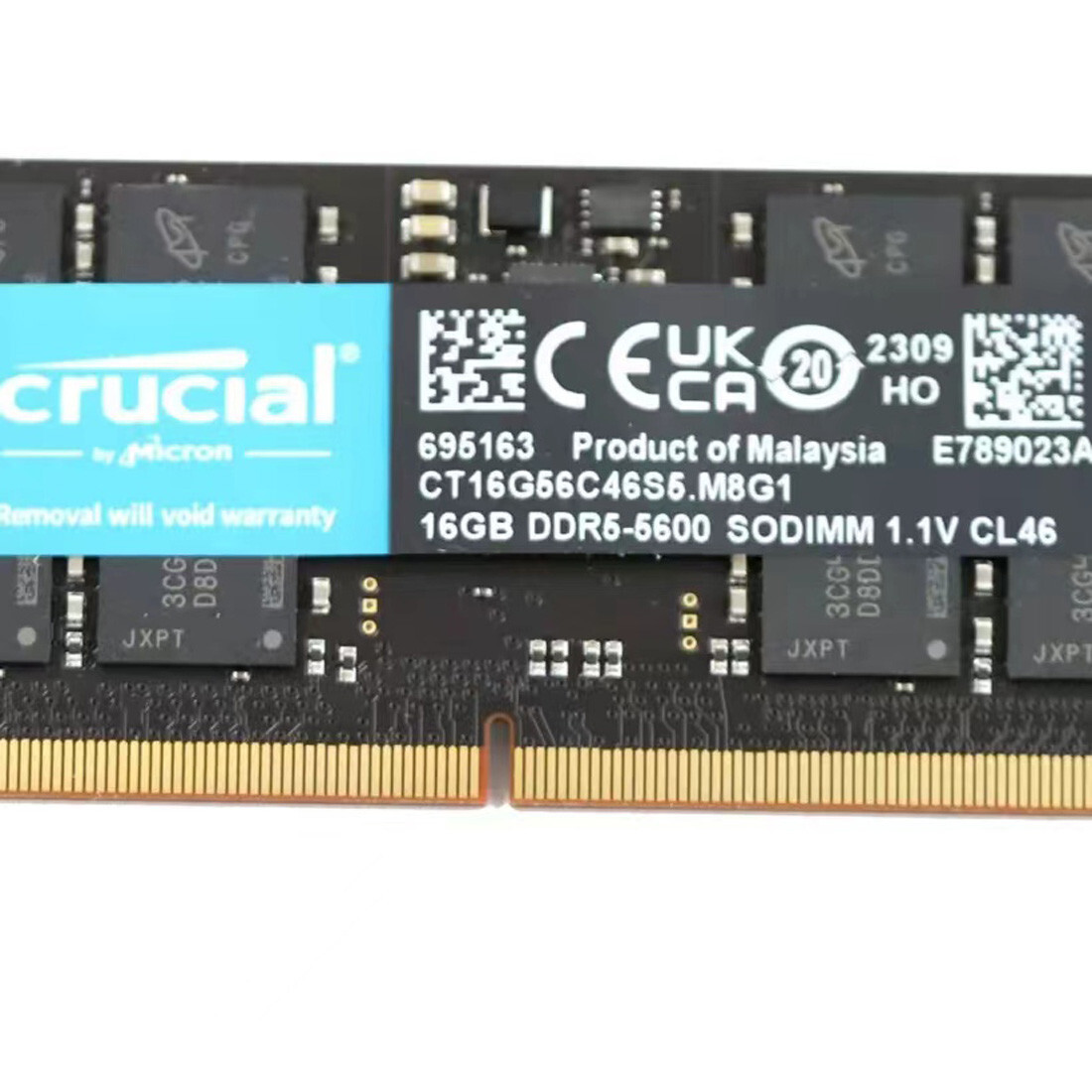 New Crucial 16GB DDR5 5600MHz PC5-38400 262-Pins SODIMM Memory Ram