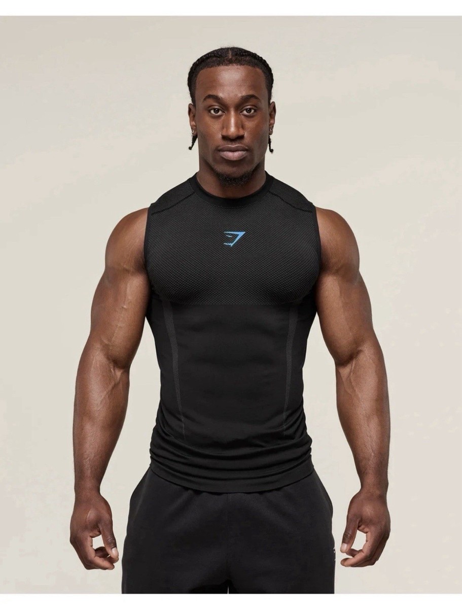 Size L - Onyx Gymshark 5.0 Seamless Tank BLACK/ONYX GREY *SHIPS