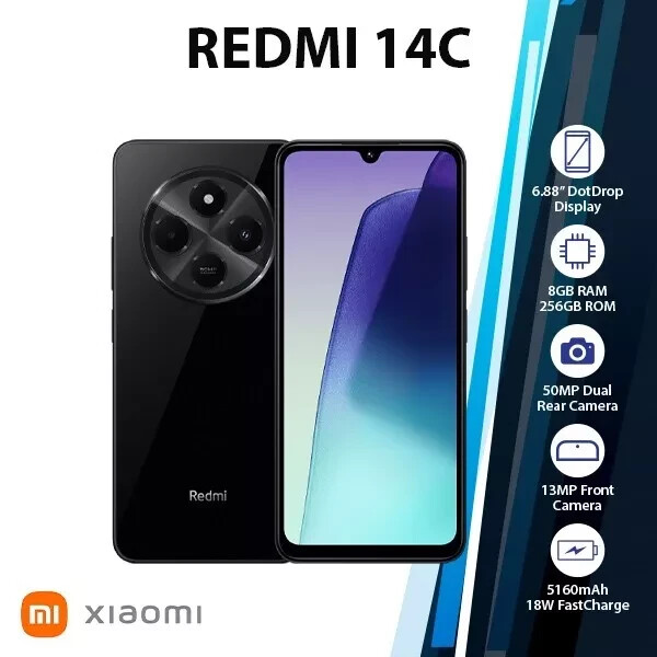 Xiaomi Redmi 14C Android Mobile Phone (Black,Blue/8GB+256GB/4GB+