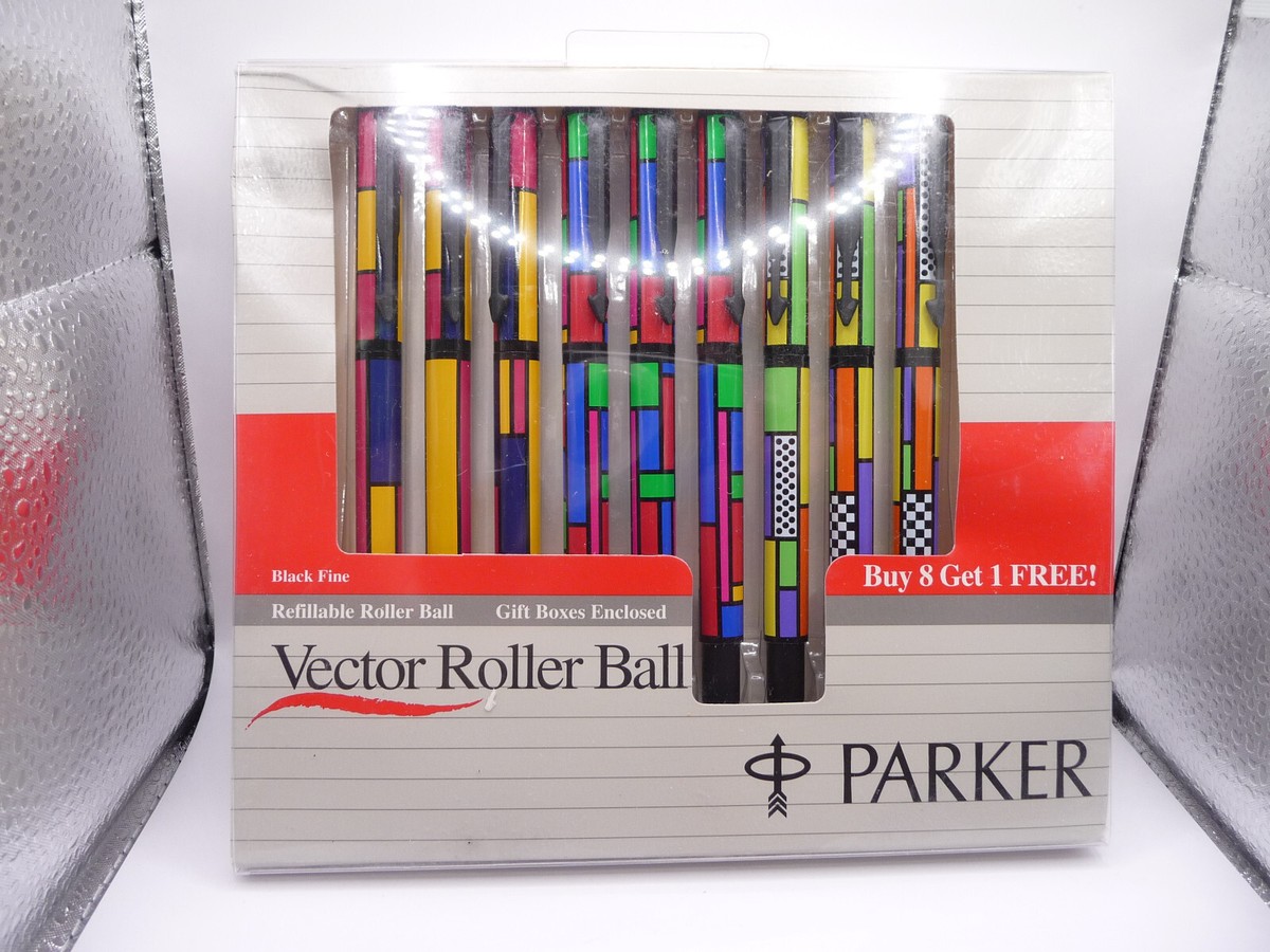 Parker Vintage 1993 Stained Glass Vector Roller ball pen--lot of 3
