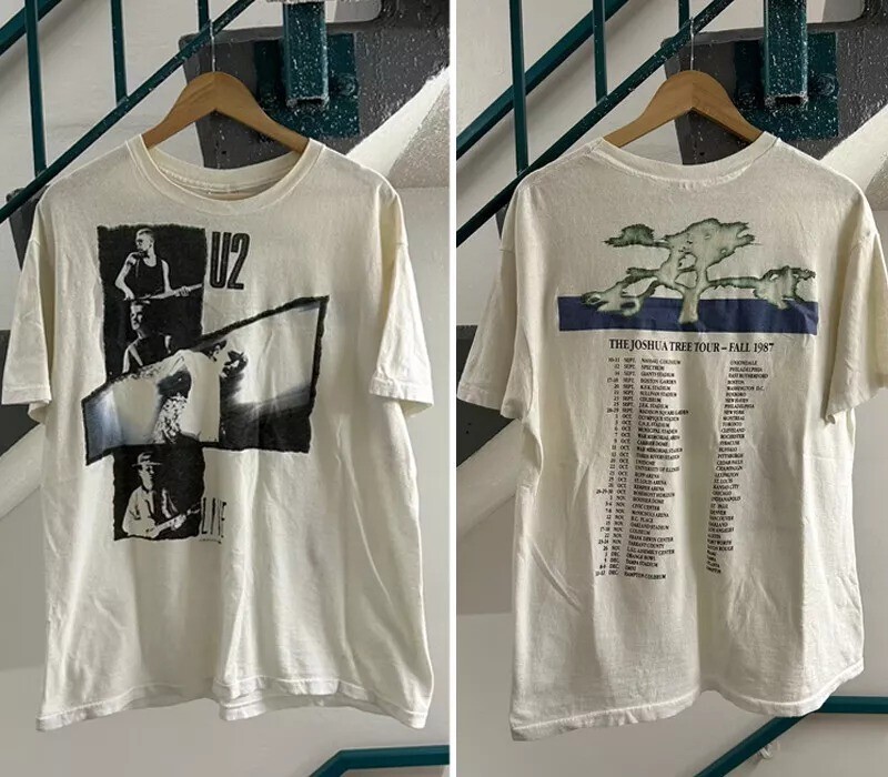 1987 U2 The Joshua Tree Tour T Shirt 80s 90s 2 sided white tee | eBay