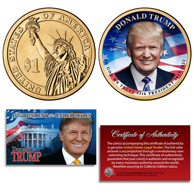 DONALD TRUMP 45th President USA 2017-2021 Presidential $1 Dollar
