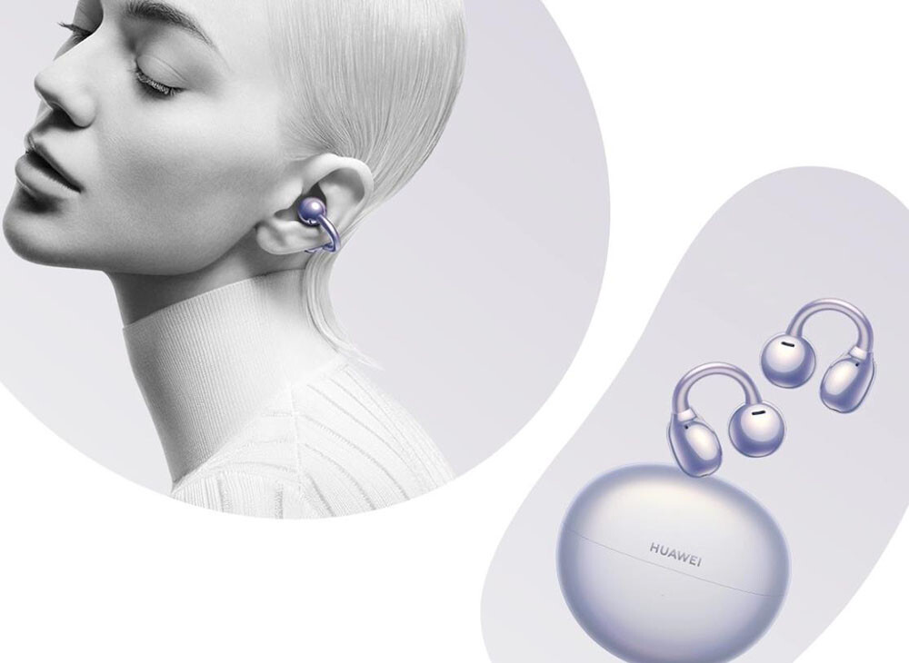 HUAWEI FreeClip ワイヤレスイヤフォン パープル オープンイヤー型の