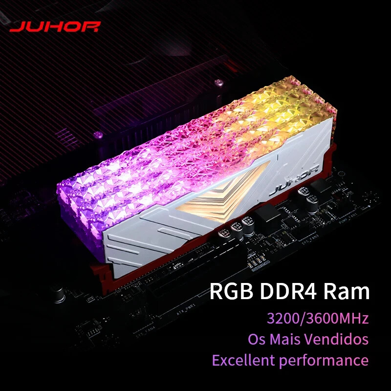 JUHOR Memoria Ram RGB DDR4 8GBX2 16GBX2 3200MHz 3600MHz Kit Dual