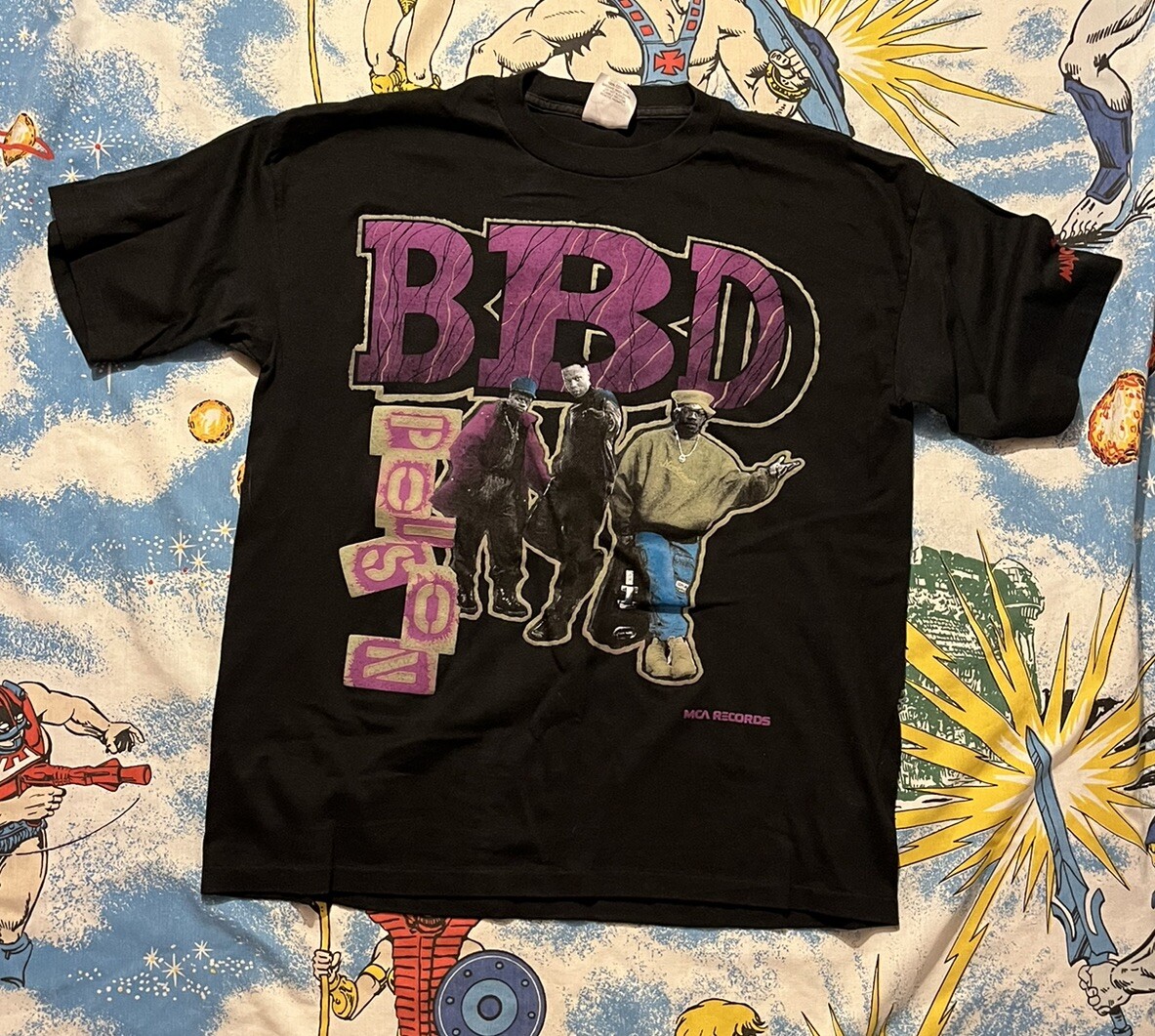 Vintage Bell Biv Devoe T Shirt BBD Poison Tour 1990 Black Rap Tee