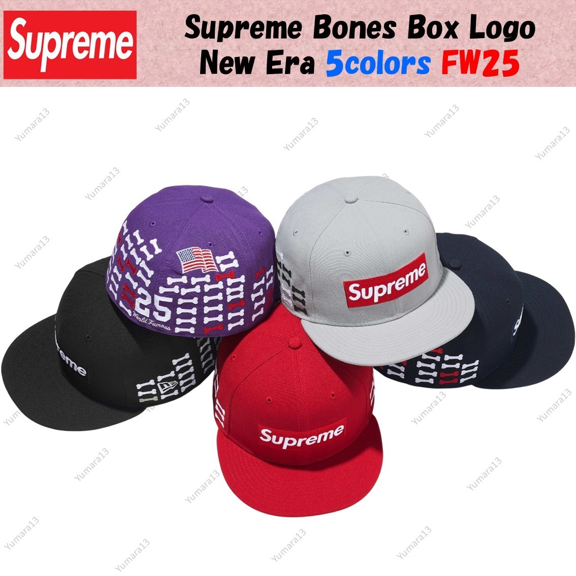 Supreme Bones Box Logo New Era 5colors FW25 | eBay