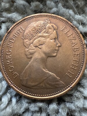1971 2 New Pence Coin ELIZABETH II D G REG F D RARE First Edition