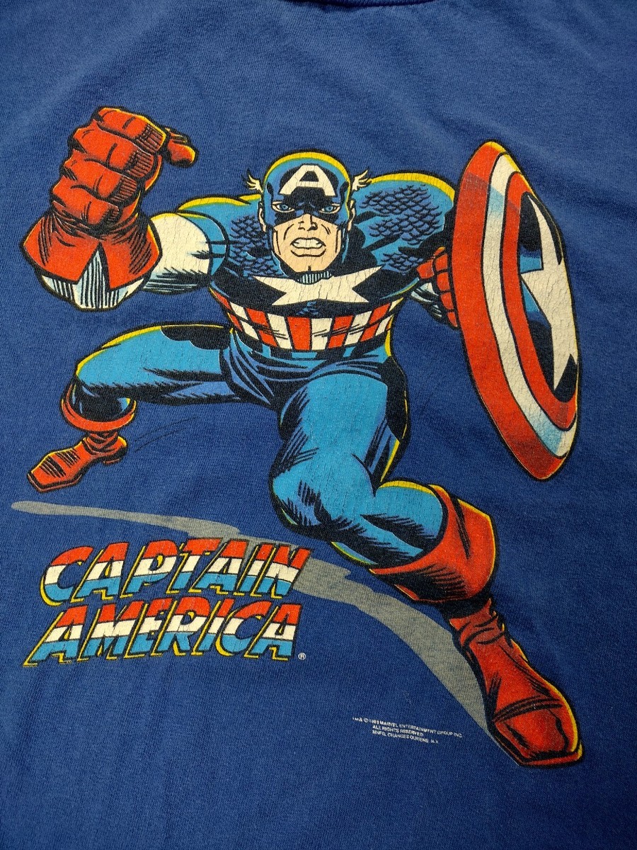 Vintage Marvel Changes Captain America 1989 Blue T-shirt Size XL