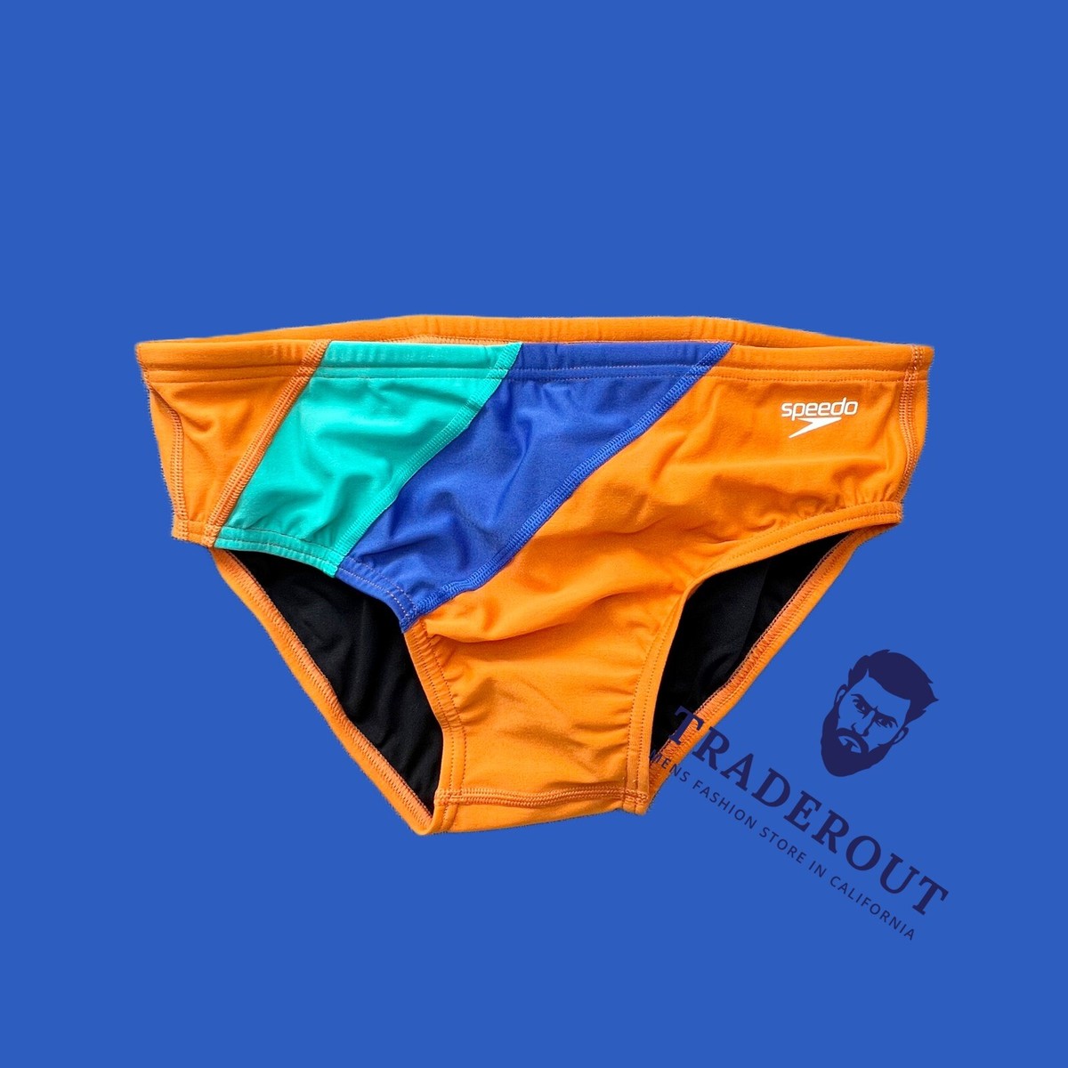 Speedo Men Orange colorblock one Swim Brief Swimwear Size 32 34 | eBay