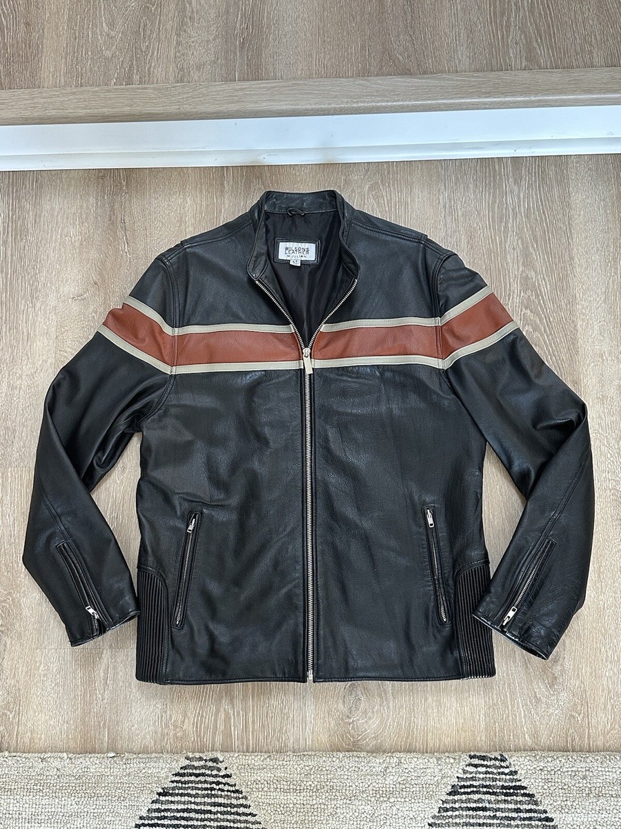 Wilsons Leather M. Julian Cafe Racer Striped Motorcycle Biker