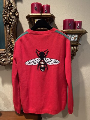 100% Authentic GUCCI Blue “Blind For Love”Sweater With Bee $1300+