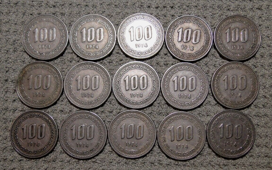 SOUTH KOREA COLLECTION OF 100 WON COINS (1971-1982). TOTAL 100