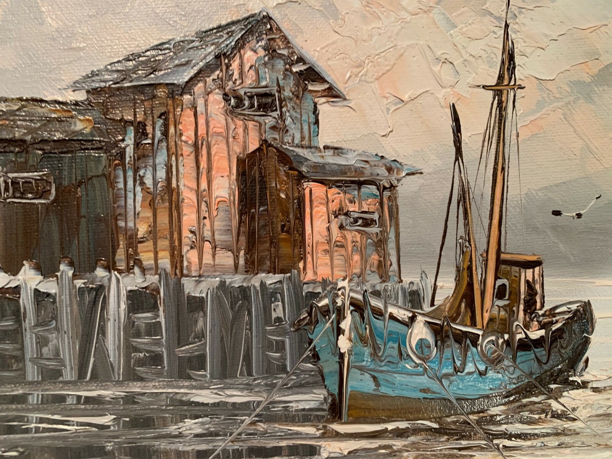 MAX SAVY港の風景 油彩画 MAX SAVY港の風景 油彩画 MAX SAVY港の風景