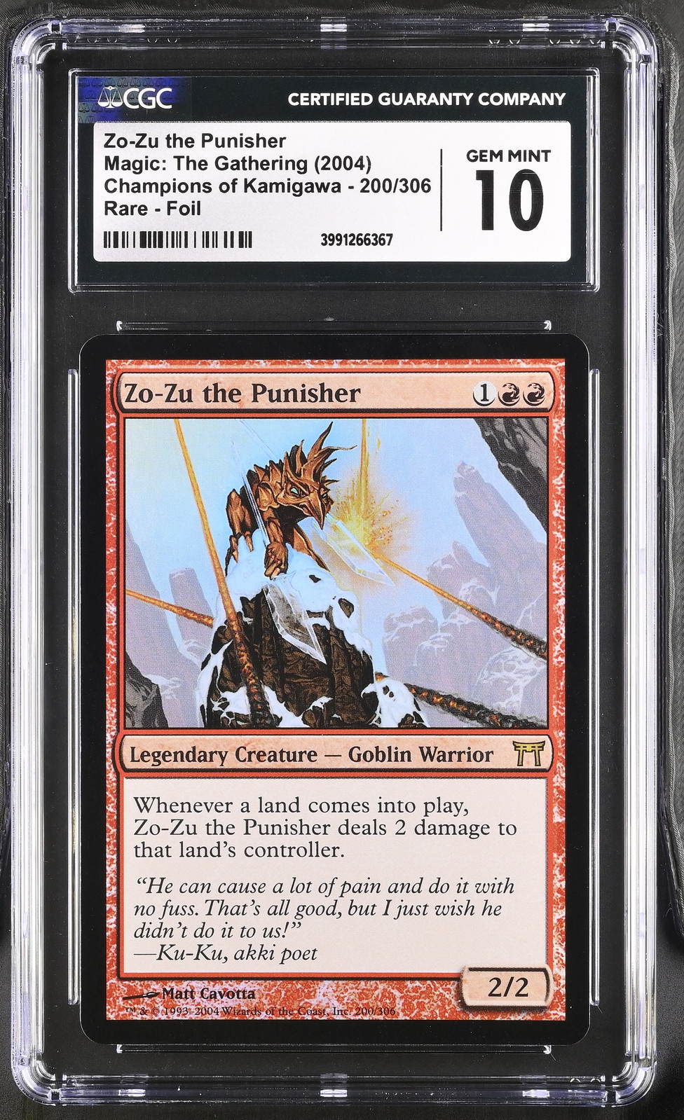ZO-ZU THE PUNISHER Champions of Kamigawa Foil CGC 10 Gem Mint MTG