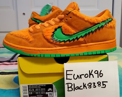 100% AUTHENTIC NIKE GRATEFUL DEAD X DUNK LOW SB 'ORANGE BEAR' 11.5