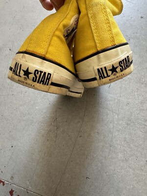 80s vintage Converse hi tops athletic canvas yellow sneakers made