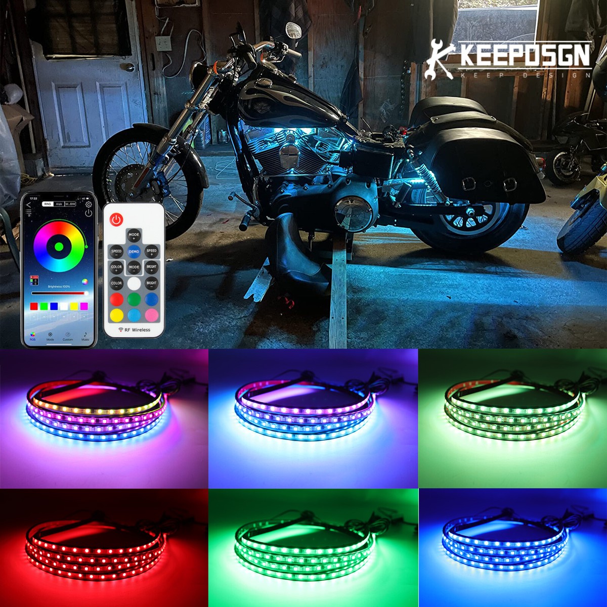 6X RGB Underglow LED Lights Kit For Kawasaki Ninja ZX636 ZX10R