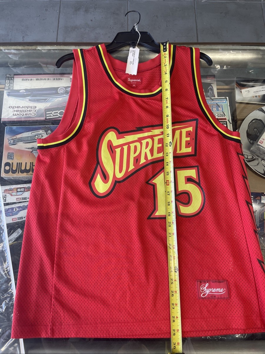 SUPREME Red M Bolt Basketball Jersey SS18 Y2k Streetwear 15 | eBay
