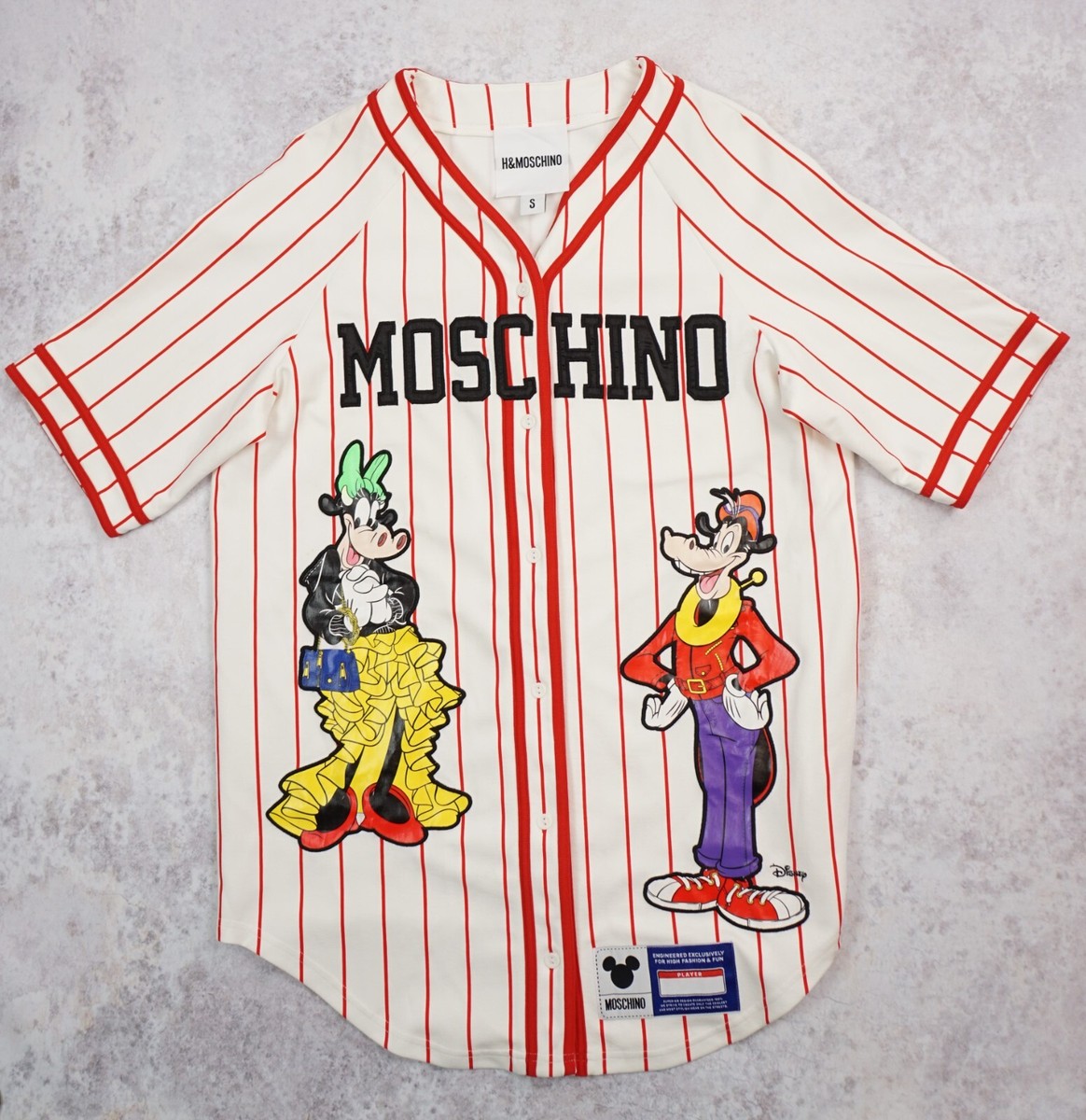 Used Moschino H&M HM Baseball Dress Shirt Goofy Disney Size S