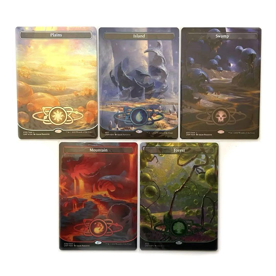 MTG UNFINITY BORDERLESS PLANETARY GALAXY FOIL BASIC LAND 5SET NM