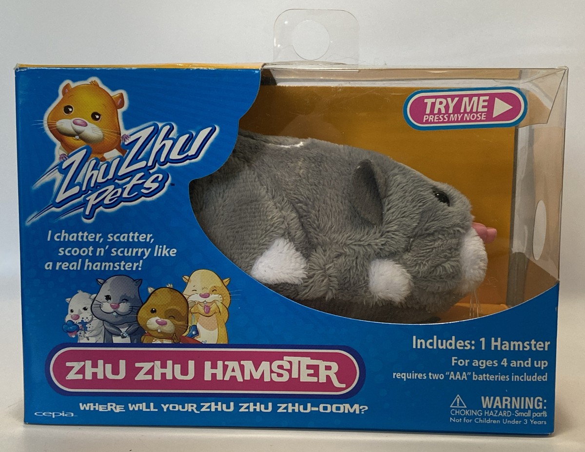 RARE! Zhu Zhu Pets Hamster ~ Grey & White Hamster ~ Num Nums