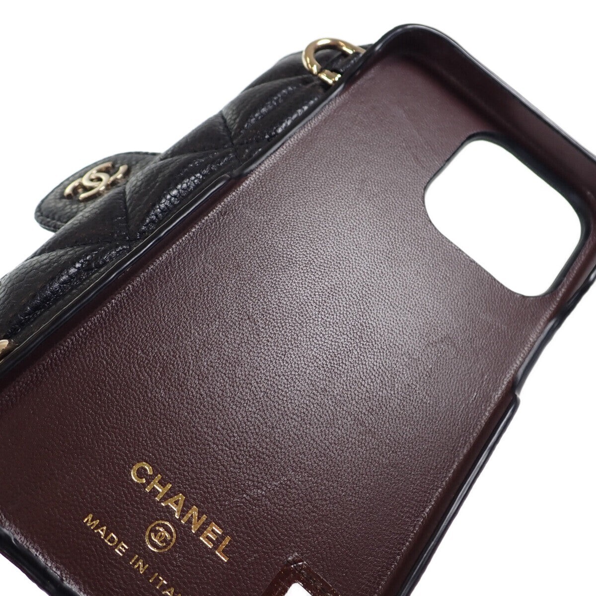 CHANEL iPhone13/13 Pro Case Caviar Skin Matelasse Black Woman's