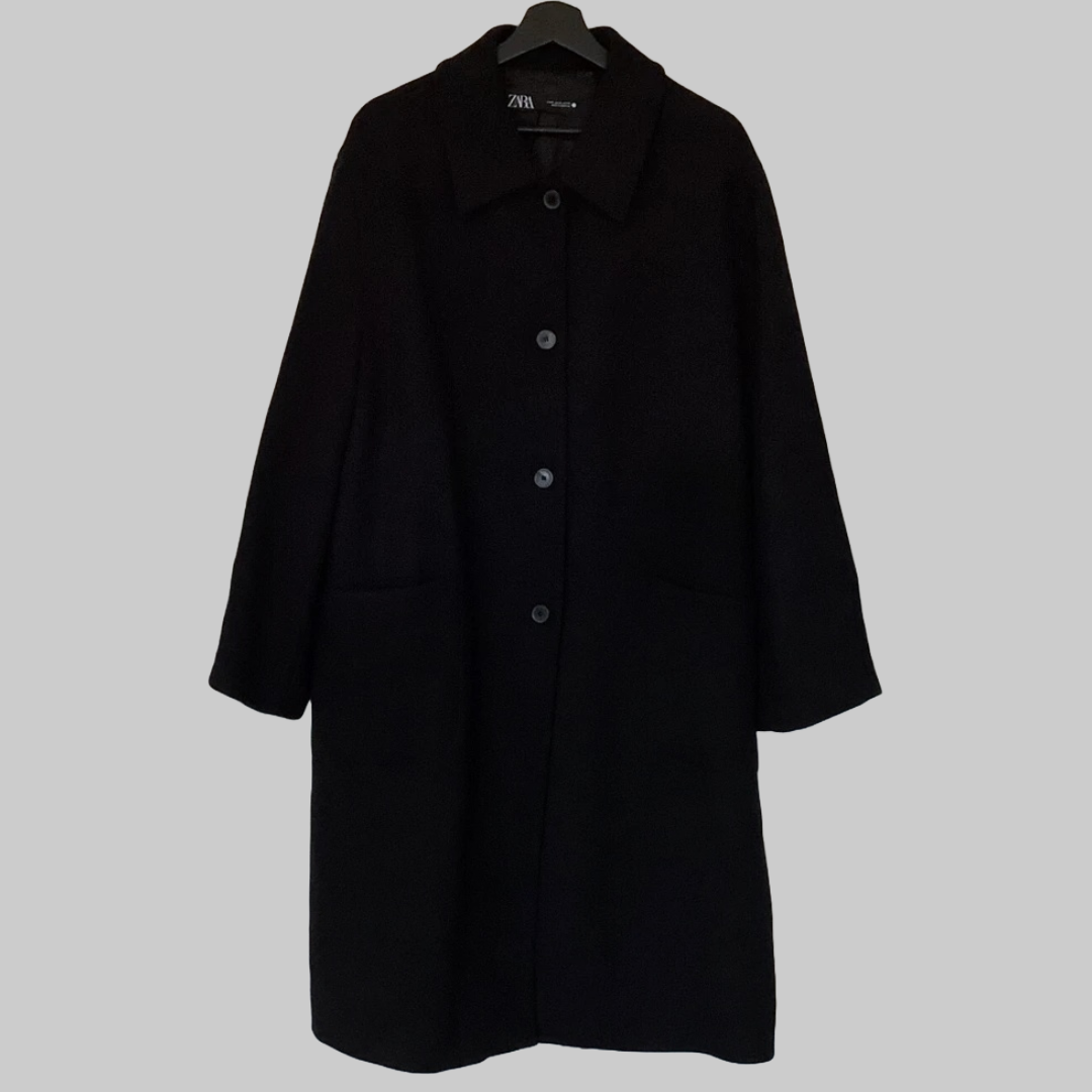 NWT ZARA Woman Manteco Wool Straight Cut Coat ZW Collection 8934