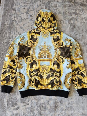 Fendace Men's Full-zip Monogrammed Hoodie Size IT48(Medium) US