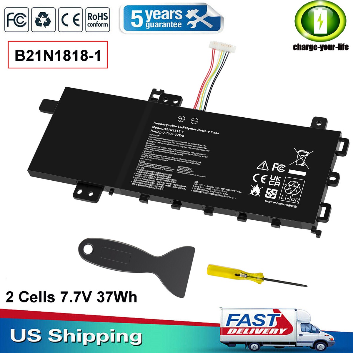 7.7V 37Wh C21N1818-1 Battery for ASUS VivoBook 15 X512D F512DA