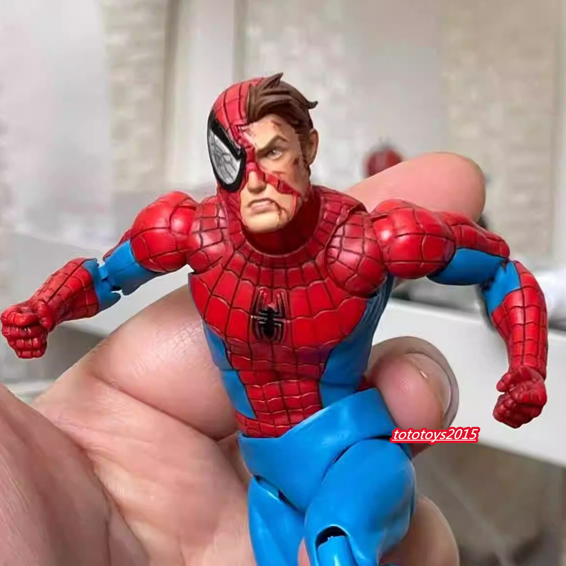 1:12 Mafex Head Sculpt Spider-Man Peter Parker Damag For 6'' Male