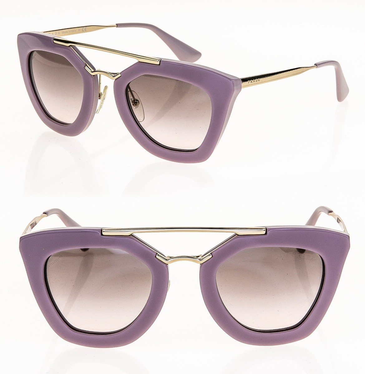 PRADA CINEMA Iconic Sunglasses 09Q Opal Pink Gold Aviator Cat