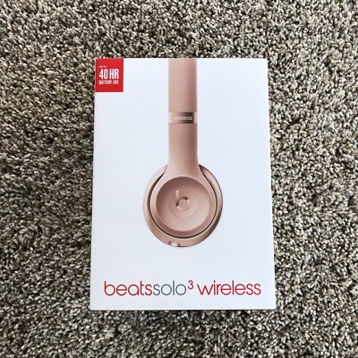 Beats Solo 3 On-Ear Wireless Headphones Rose Gold Pink Authentic