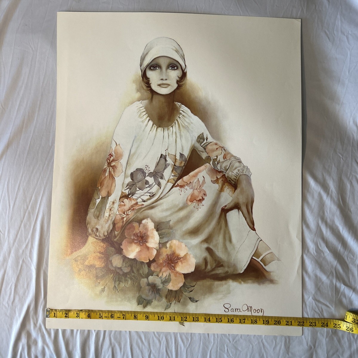 ビンテージ VOGUE MOON スカーフ アート 絵画 シルク100% レトロ