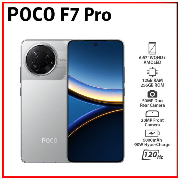 Xiaomi POCO F7 Pro 5G 12GB+256GB SILVER Dual SIM Unlocked Android