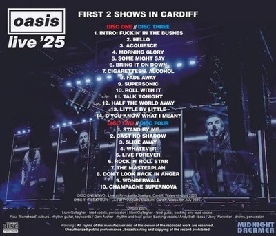 OASIS / LIVE '25 TOUR : FIRST 2 SHOWS IN CARDIFF 2025 (4CD) | eBay
