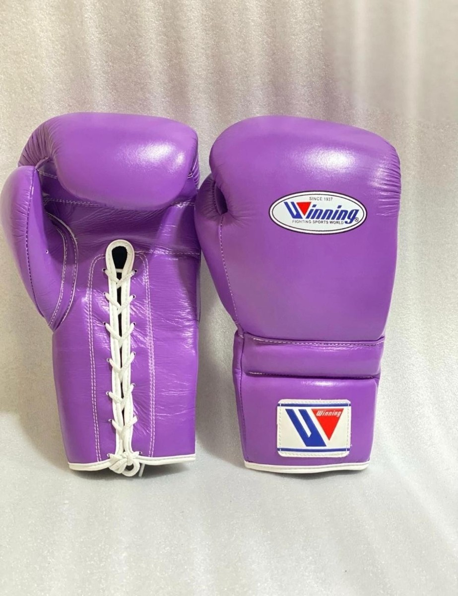 ウイニング ボクシンググローブ 16oz 紐式 パープル✖️ゴールド