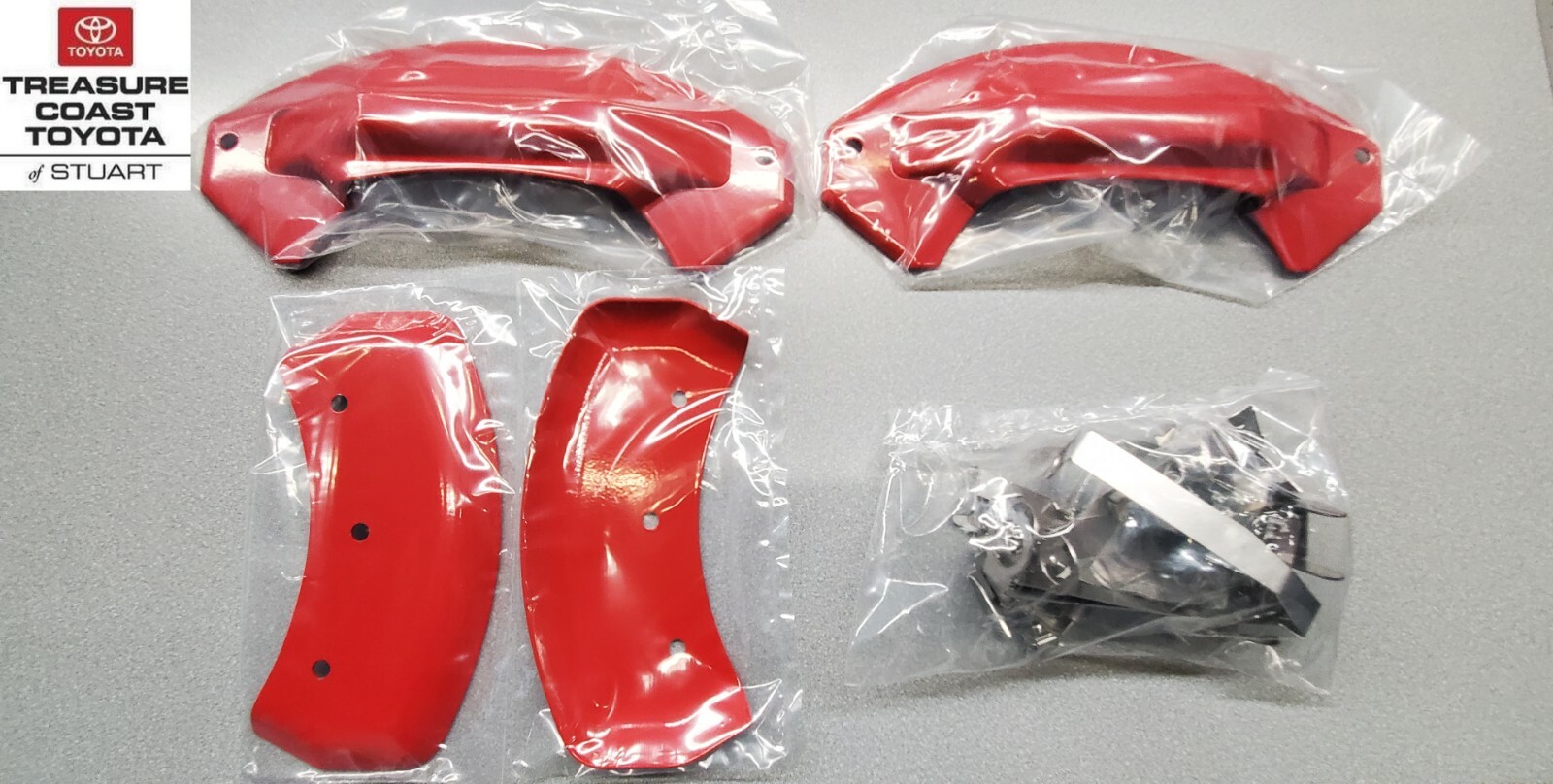 NEW 2017-2021 TUNDRA RED CALIPER COVER ASSEMBLY FRONT & REAR WITH