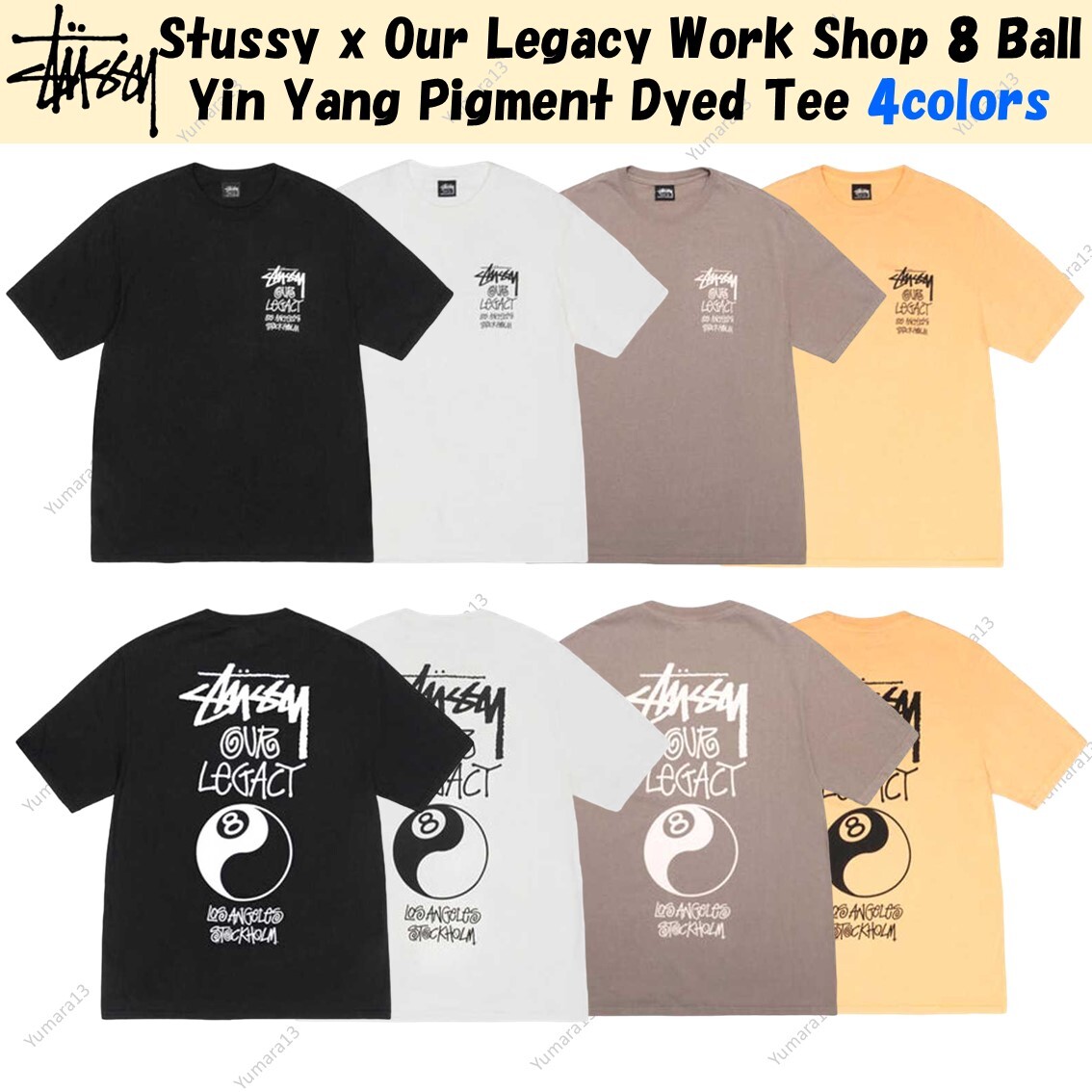 Stussy x Our Legacy Work Shop 8 Ball Yin Yang Pigment Dyed Tee