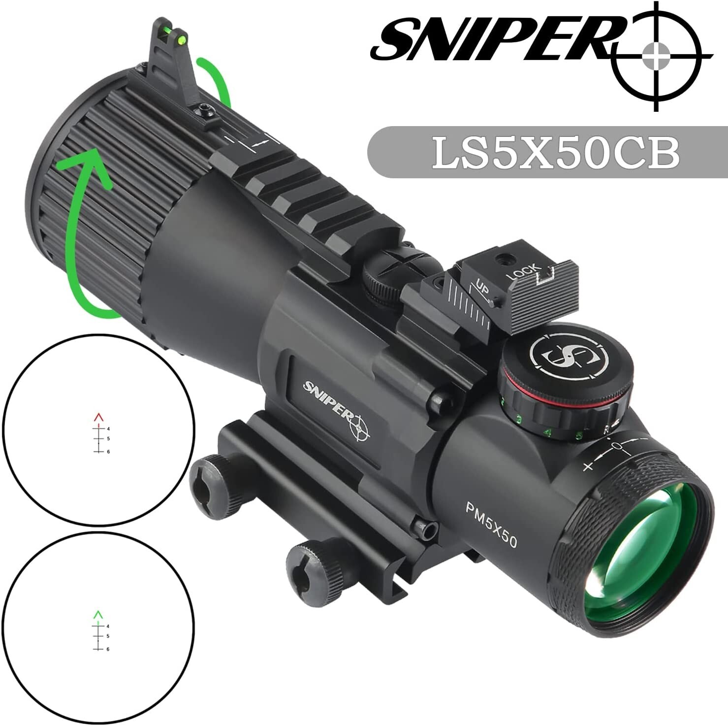 Sniper LS5X50 Prism Scope Red Dot scope with Red and Green