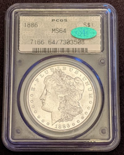 PCGS DOILY - 1886 Morgan Silver Dollar MS64 CAC ~ Old Gen 2.0