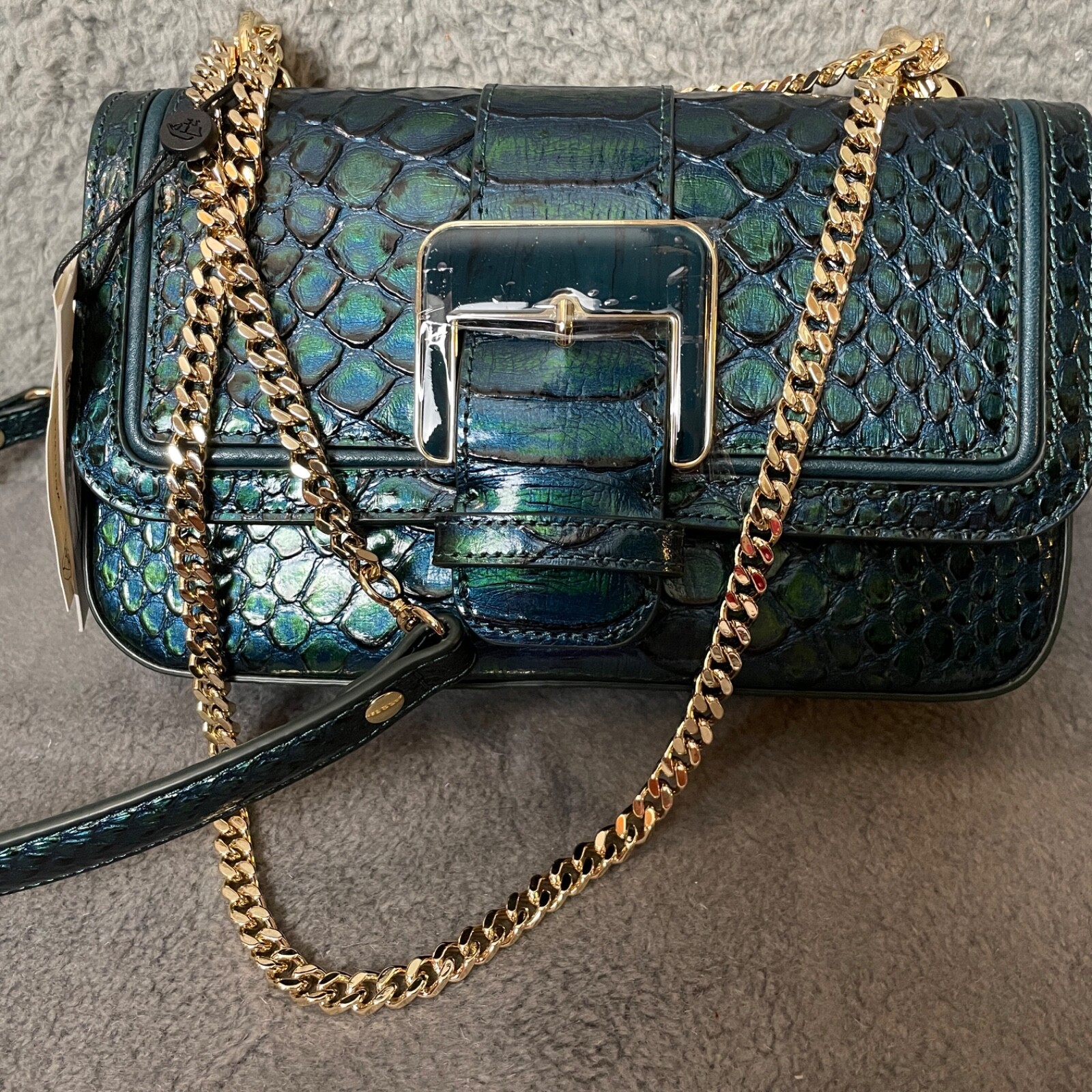 Brahmin The Rosa Handbag Evergreen Kalopsia Crossbody Blue Green