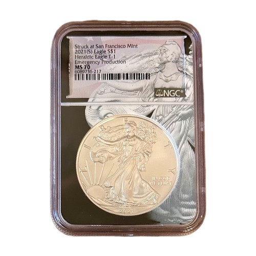 銀貨 Struck at San Francisco 2021 MS70 2021-S SILVER EAGLE NGC