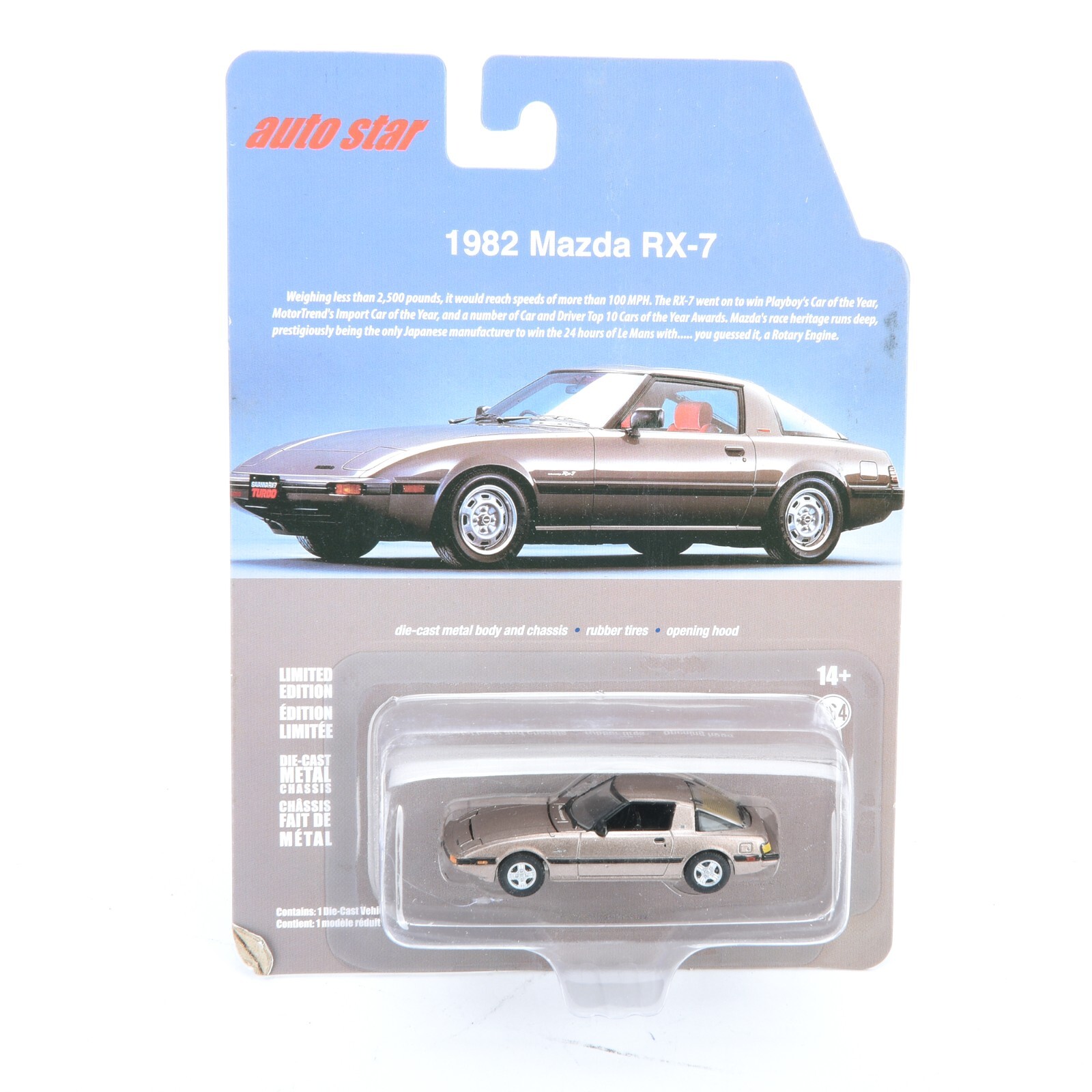 Auto Star 1982 Mazda RX-7 Coffee 1/64 Diecast Car Toys Opening