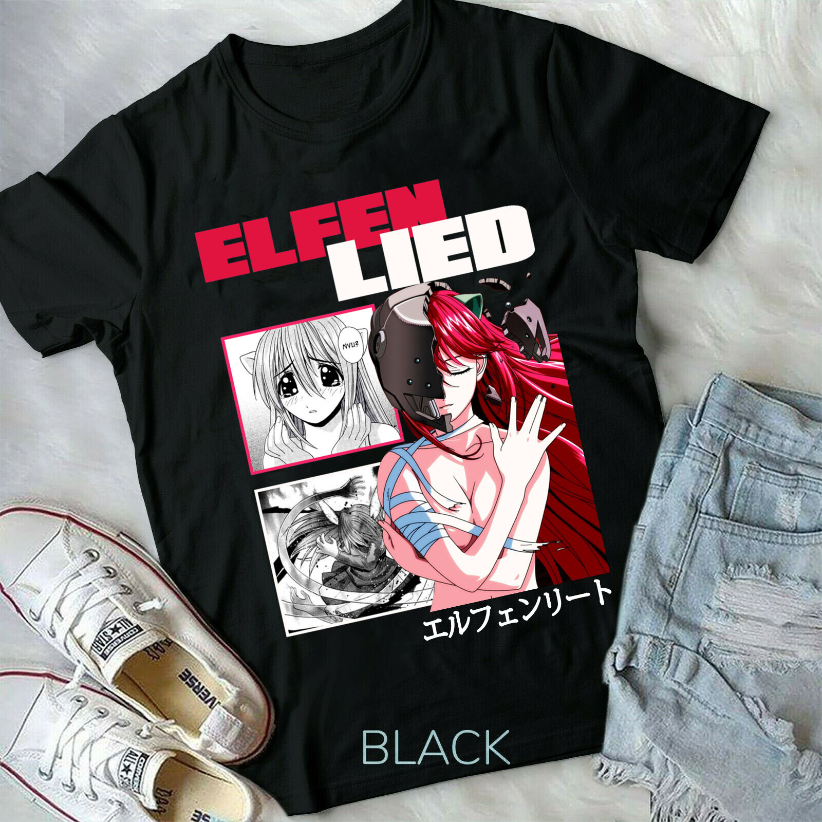 Elfen Lied T-shirt Lucy Nyu Kaede Anime Girl Manga T-shirt Graphic
